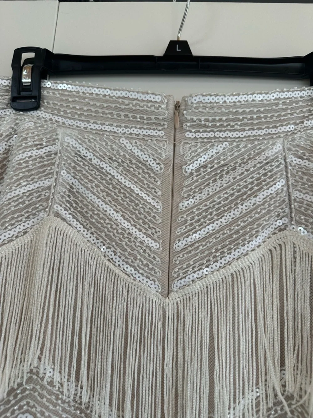 Beaded Fringe Mini Skirt Set- Ivory - Picture 6 of 9